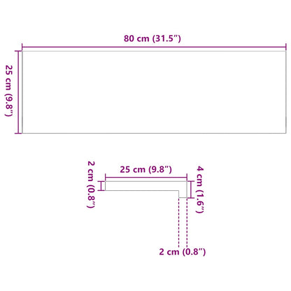 Vensterbanken 2 st onbehandeld 80x25x2 cm massief eikenhout