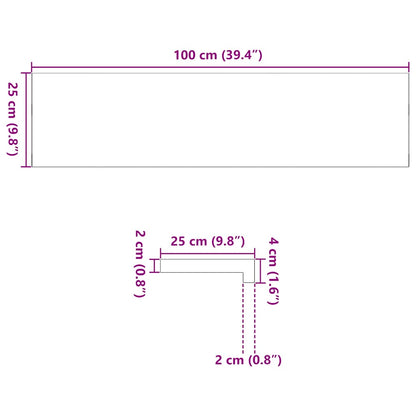 Vensterbanken 2 st onbehandeld 100x25x2 cm massief eikenhout