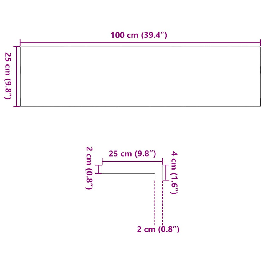Vensterbanken 2 st onbehandeld 100x25x2 cm massief eikenhout