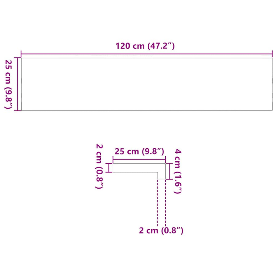 Vensterbanken 2 st onbehandeld 120x25x2 cm massief eikenhout