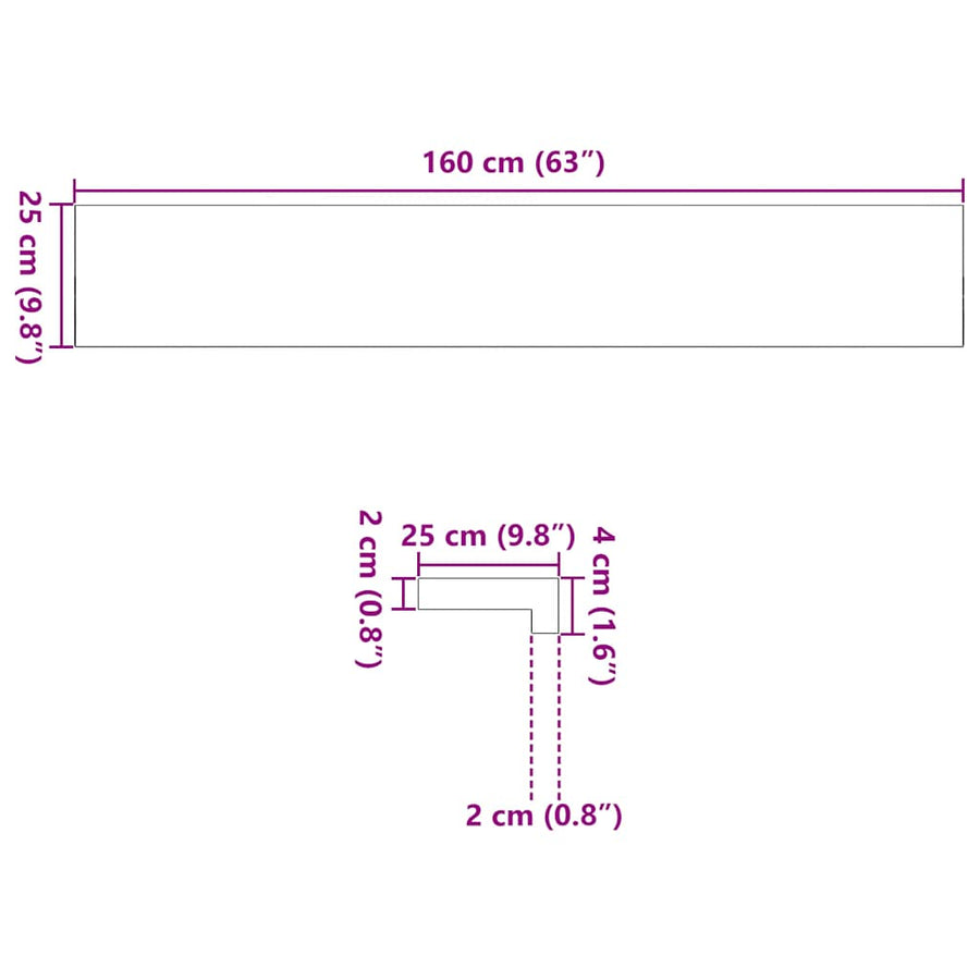 Vensterbanken 2 st onbehandeld 160x25x2 cm massief eikenhout