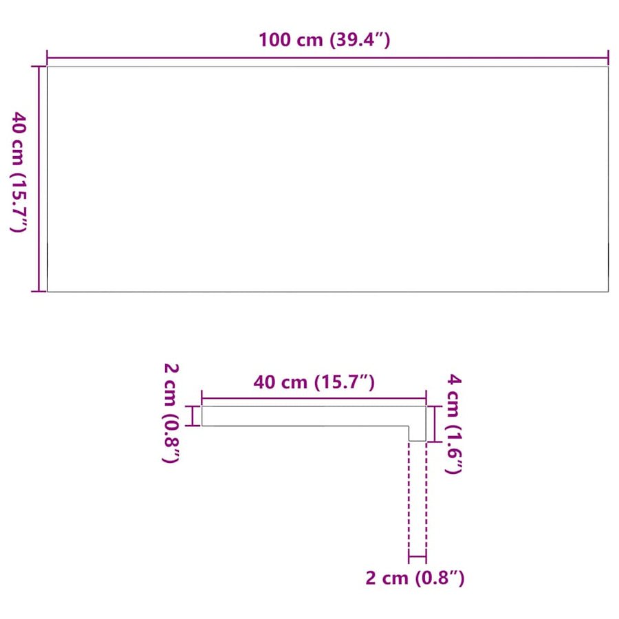Vensterbanken 2 st onbehandeld 100x40x2 cm massief eikenhout