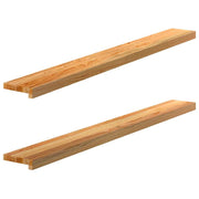 Vensterbank massief eikenhout 140x15x2 cm 2 stuks lichtbruin