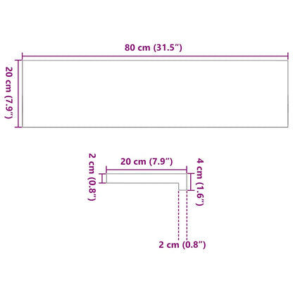 Vensterbanken 2 st 80x20x2 cm massief eikenhout lichtbruin