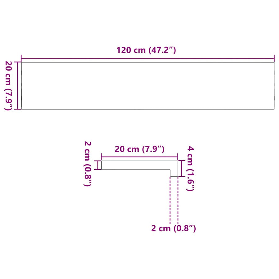 Vensterbanken 2 st 120x20x2 cm massief eikenhout lichtbruin