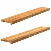 Vensterbank massief eikenhout 120x20x2 cm lichtbruin (2 stuks)