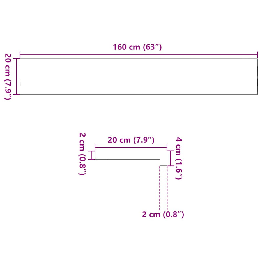 Vensterbanken 2 st 160x20x2 cm massief eikenhout lichtbruin