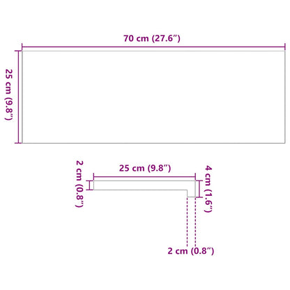 Vensterbanken 2 st 70x25x2 cm massief eikenhout lichtbruin