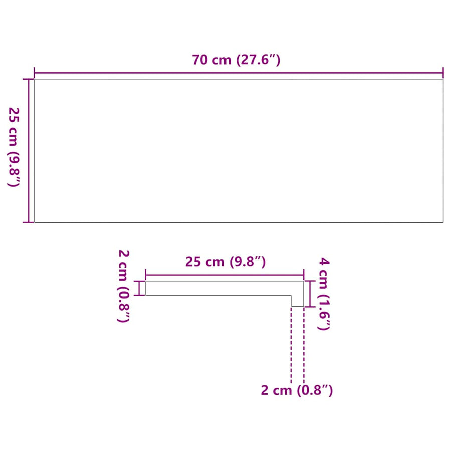 Vensterbanken 2 st 70x25x2 cm massief eikenhout lichtbruin