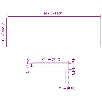 Vensterbanken 2 st 80x25x2 cm massief eikenhout lichtbruin