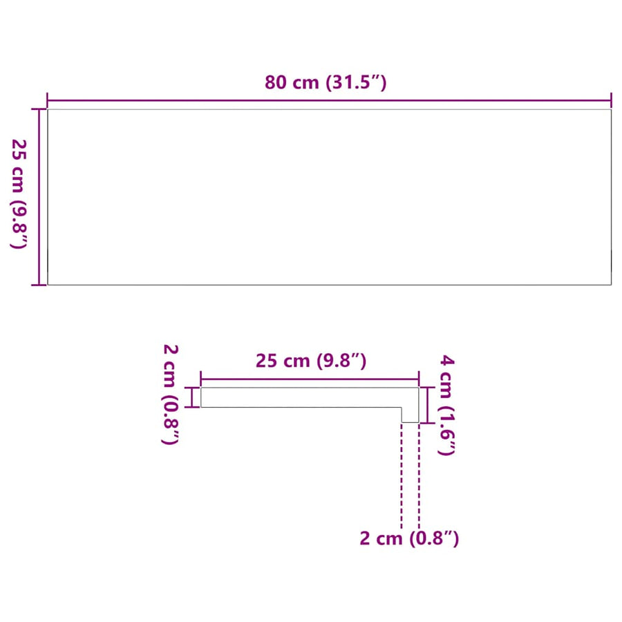 Vensterbanken 2 st 80x25x2 cm massief eikenhout lichtbruin