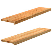Vensterbank massief eikenhout 110x25x2 cm 2 stuks lichtbruin