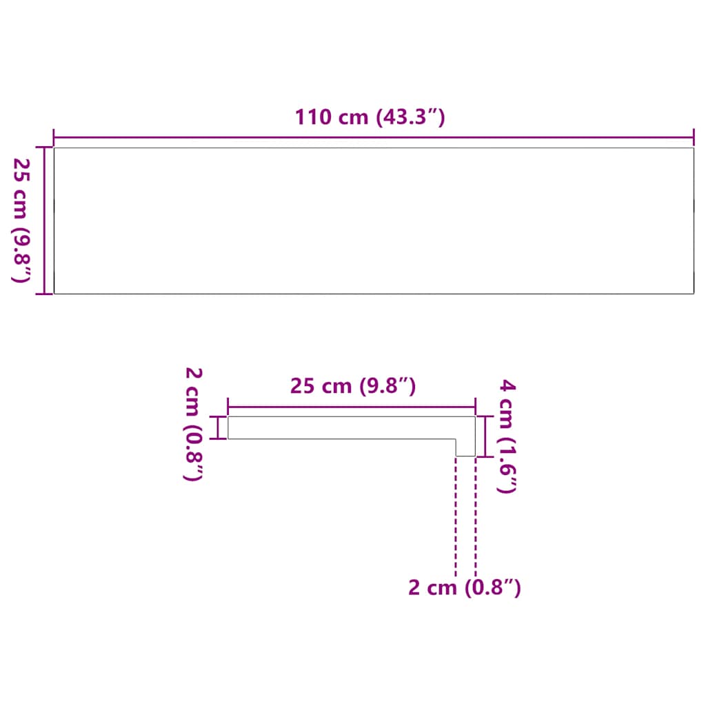Vensterbanken 2 st 110x25x2 cm massief eikenhout lichtbruin