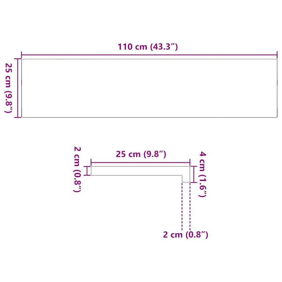 Vensterbanken 2 st 110x25x2 cm massief eikenhout lichtbruin