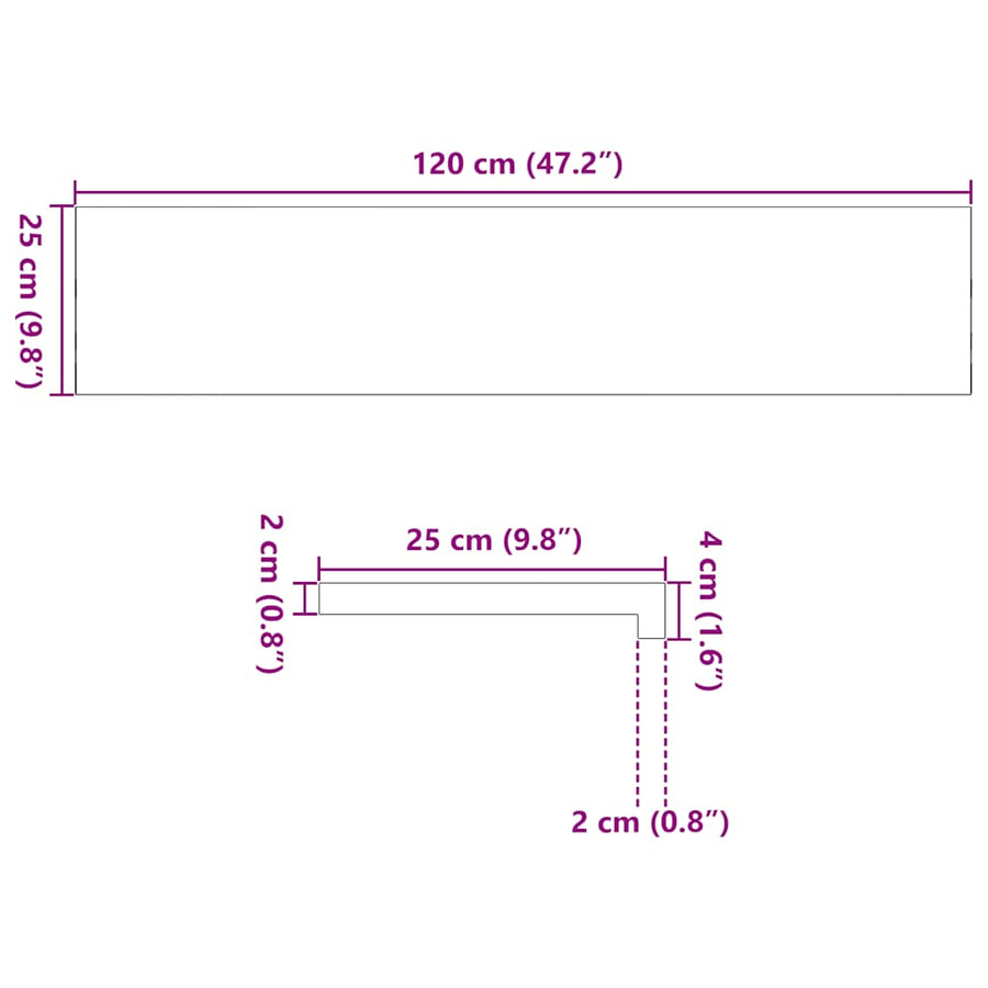 Vensterbanken 2 st 120x25x2 cm massief eikenhout lichtbruin