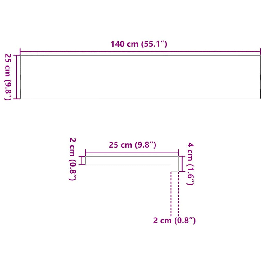 Vensterbanken 2 st 140x25x2 cm massief eikenhout lichtbruin