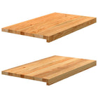 Vensterbank massief eikenhout 70x40x2 cm 2 stuks lichtbruin