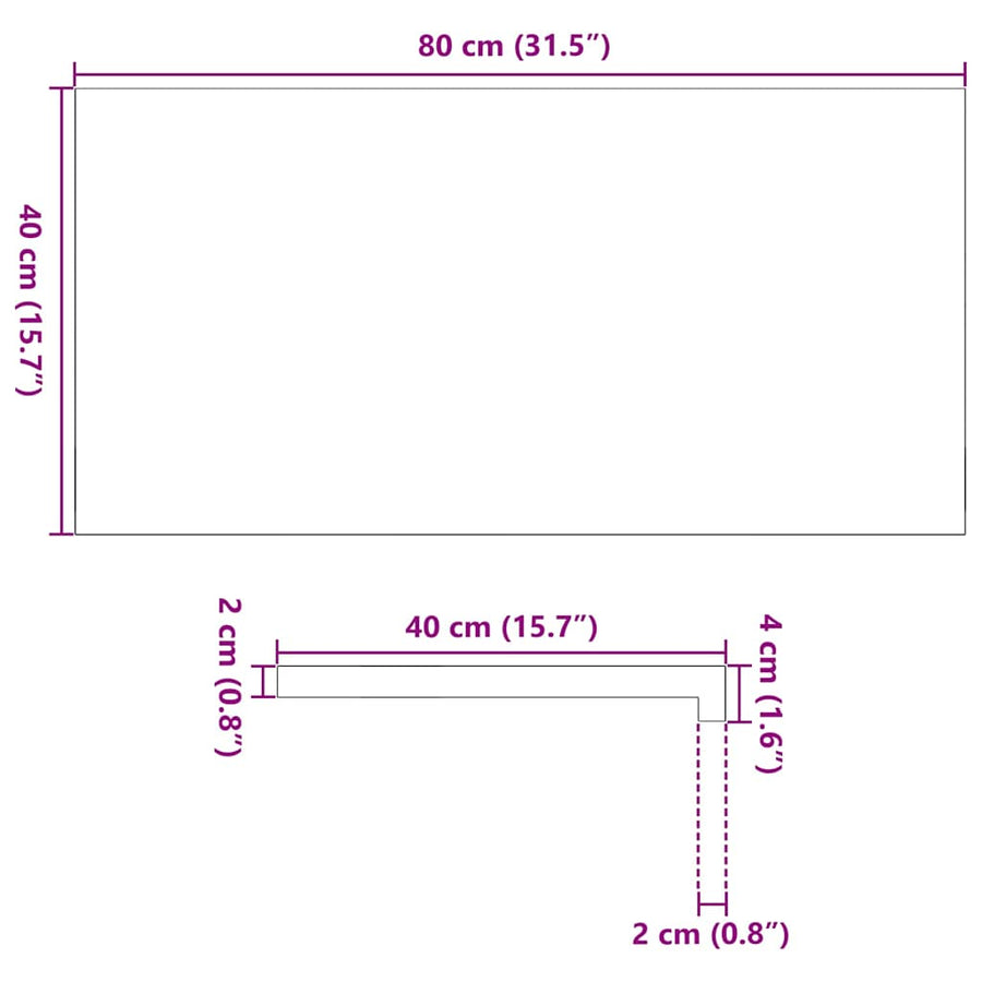 Vensterbanken 2 st 80x40x2 cm massief eikenhout lichtbruin