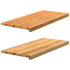 Vensterbank massief eikenhout 90x40x2 cm 2 stuks lichtbruin