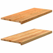 Vensterbank massief eikenhout 100x40x2 cm 2 stuks lichtbruin