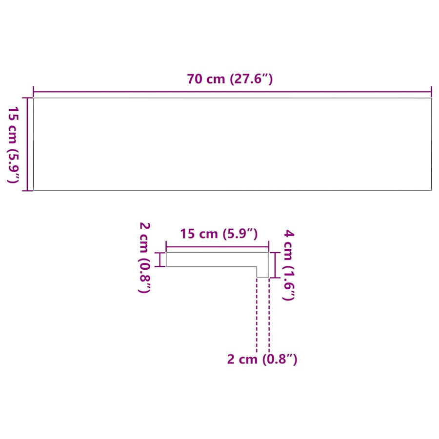 Vensterbanken 2 st 70x15x2 cm massief eikenhout donkerbruin