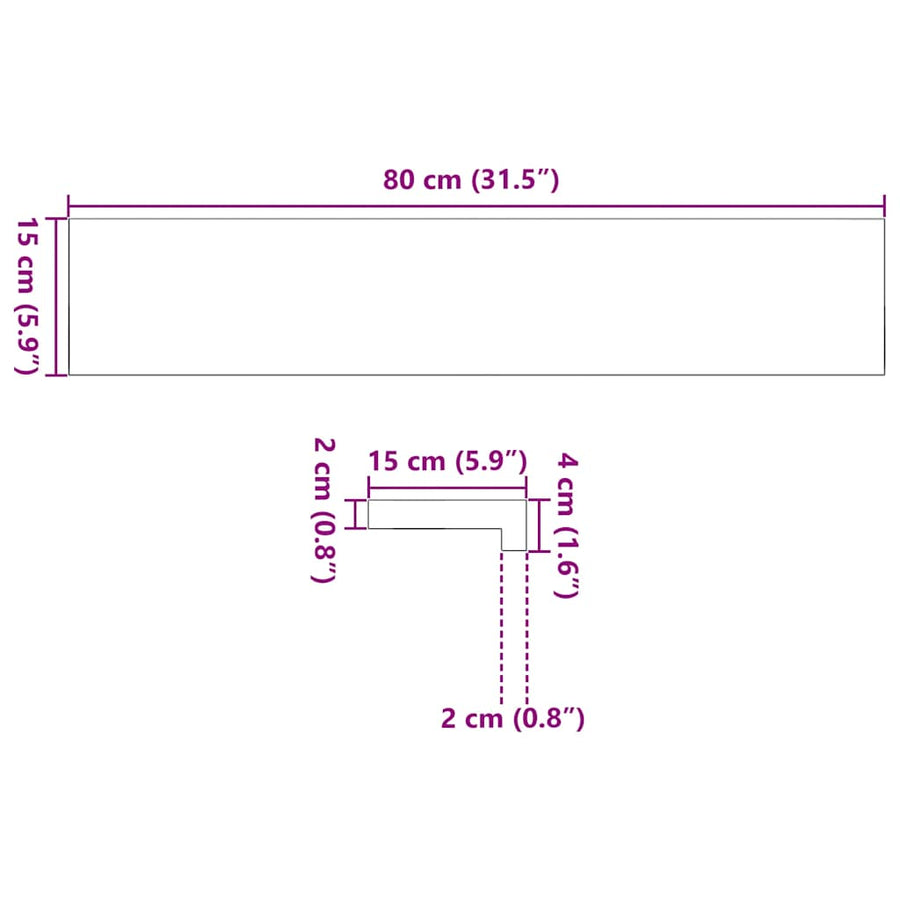 Vensterbanken 2 st 80x15x2 cm massief eikenhout donkerbruin
