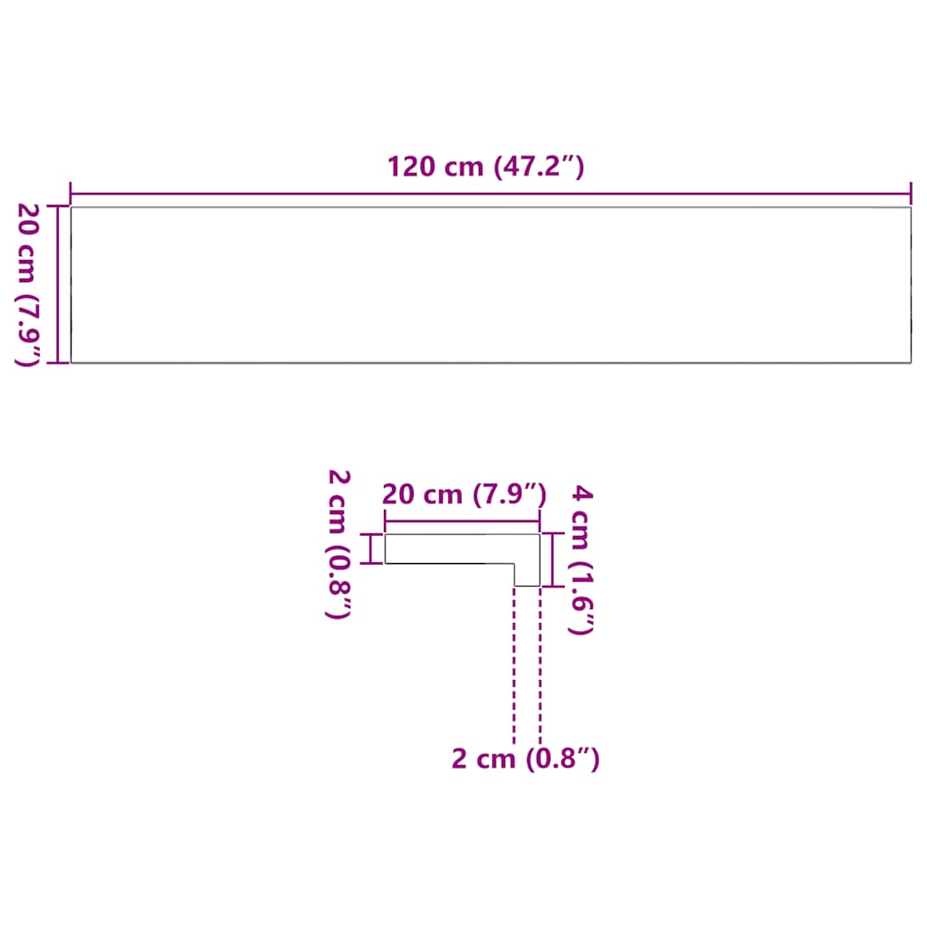 Vensterbanken 2 st 120x20x2 cm massief eikenhout donkerbruin