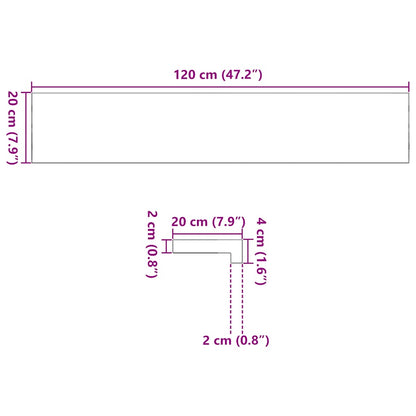 Vensterbanken 2 st 120x20x2 cm massief eikenhout donkerbruin