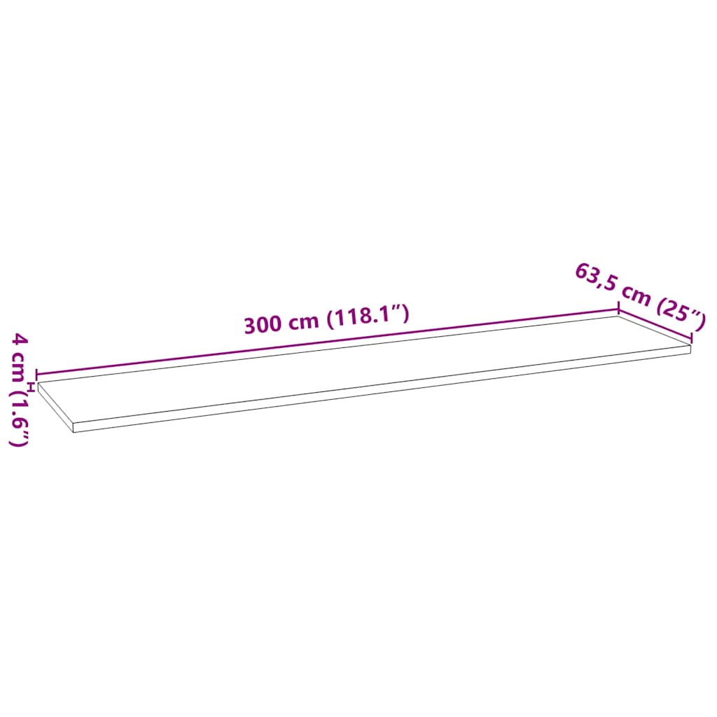 Keuken werkblad rechthoekig 300x63,5x4 cm massief eikenhout