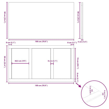 Tafelblad rechthoekig 180x90x4,2cm massief eikenhout lichtbruin