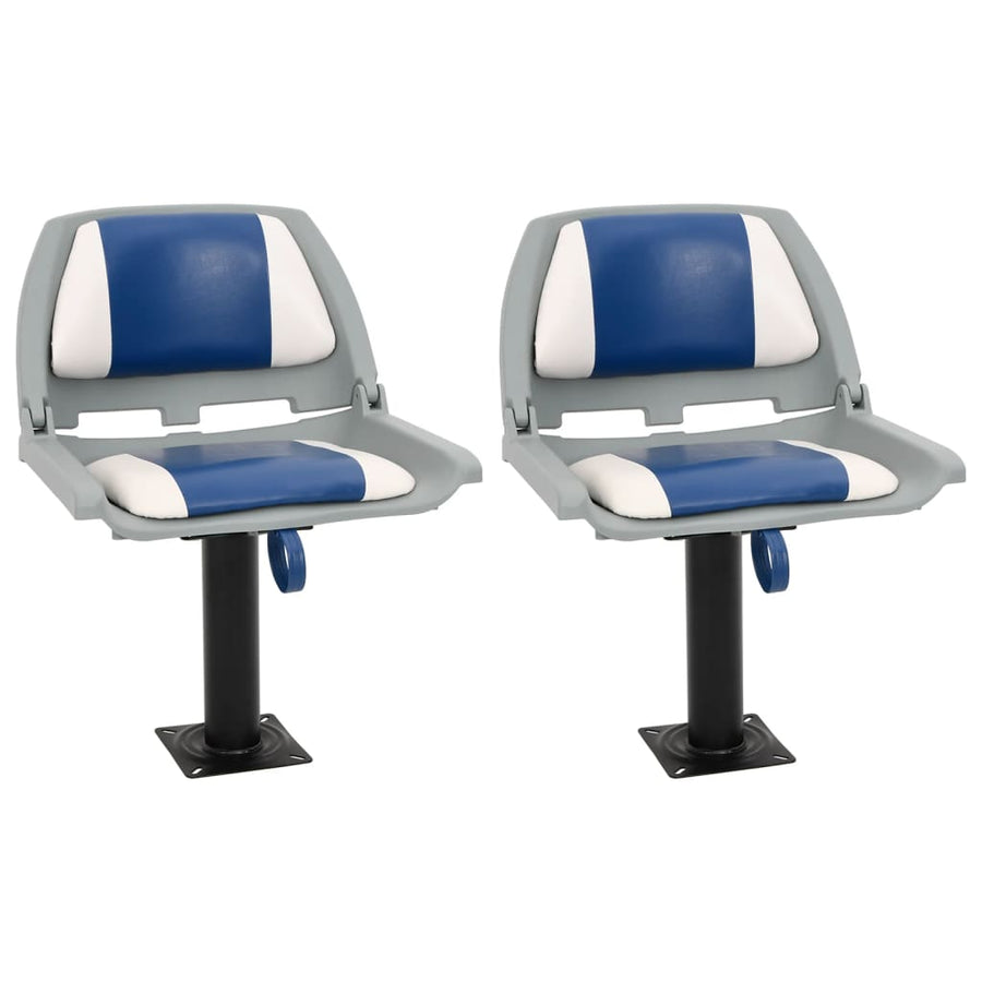 4-Delige Bootstoelenset Inklapbaar 48X51X41 Cm Blauw en wit