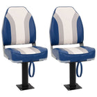 Bootstoelenset 4-delig blauw wit grijs inklapbaar