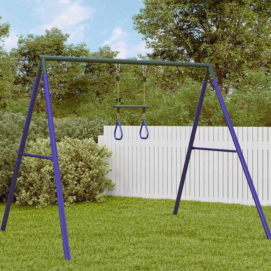 Trapezestang En Ringen Voor Kinderen Staal Blauw En Donkergroen