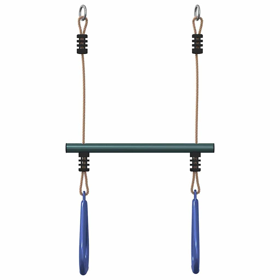 Trapezestang En Ringen Voor Kinderen Staal Blauw En Donkergroen
