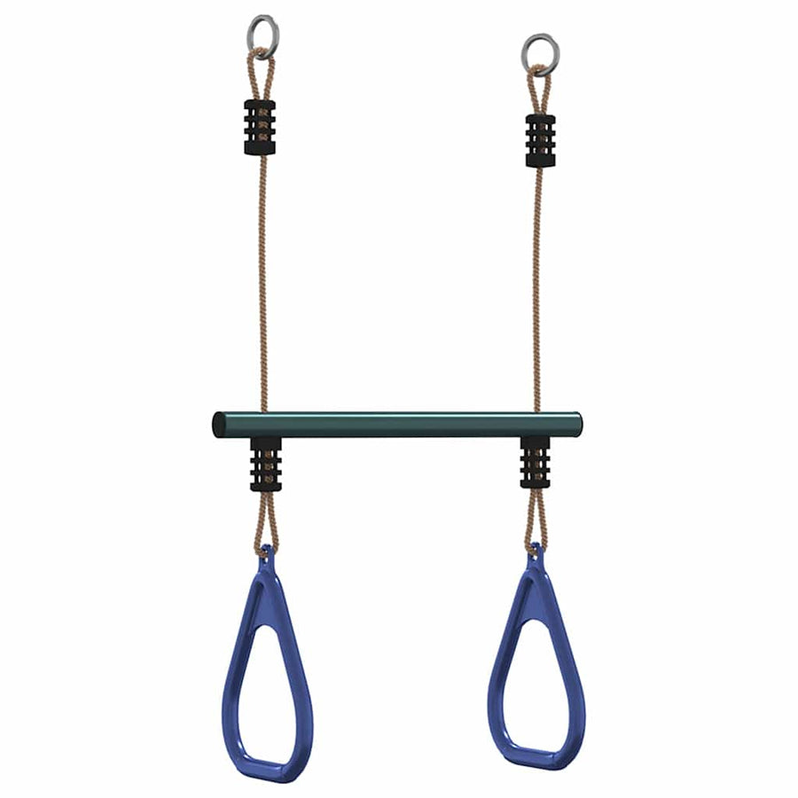 Trapezestang En Ringen Voor Kinderen Staal Blauw En Donkergroen