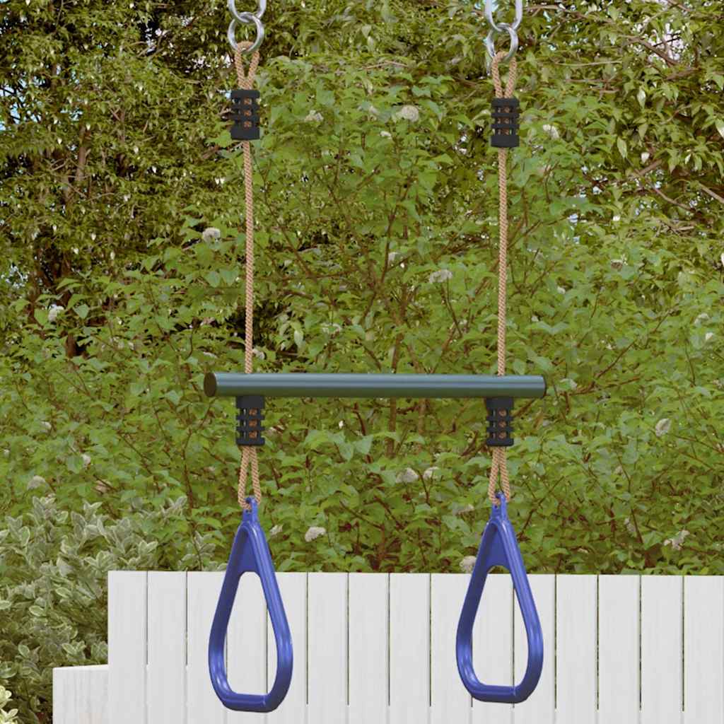 Trapezestang En Ringen Voor Kinderen Staal Blauw En Donkergroen