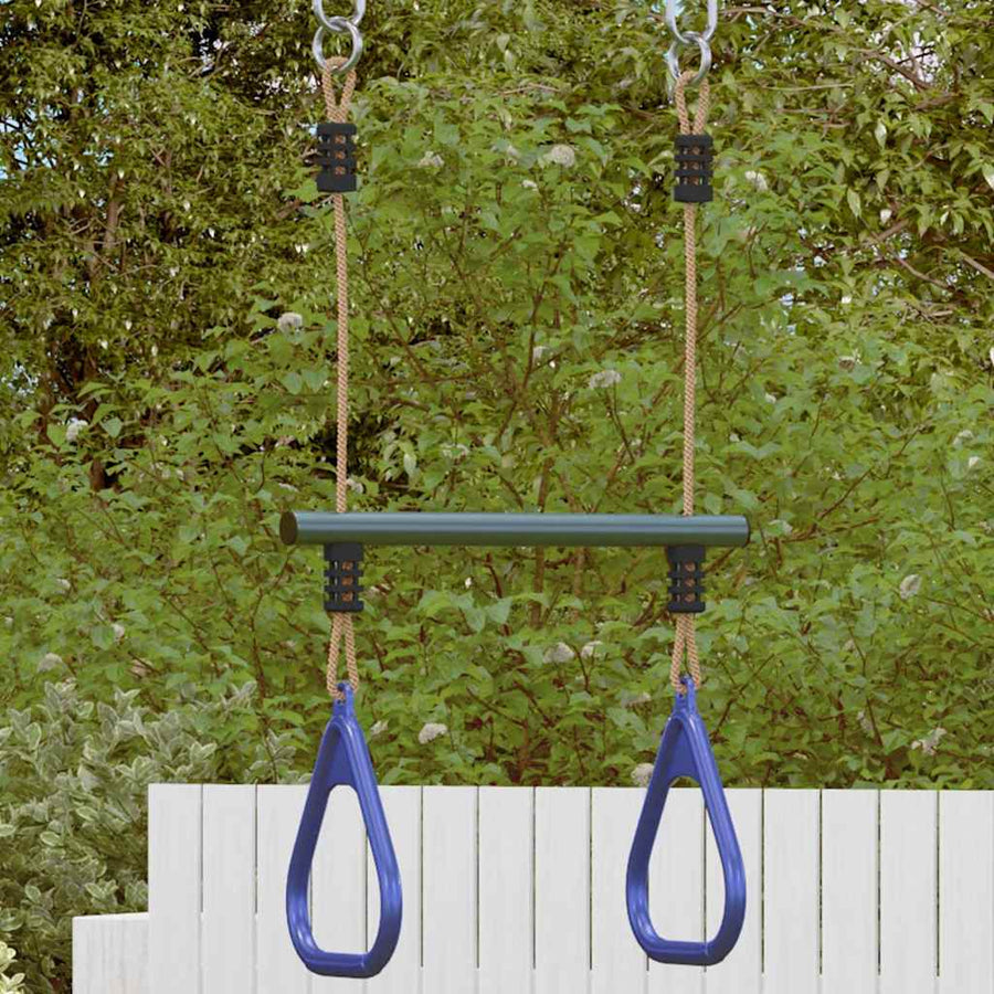 Trapezestang En Ringen Voor Kinderen Staal Blauw En Donkergroen