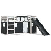 Stapelbed met glijbaan 90x200 cm grenenhout wit zwart