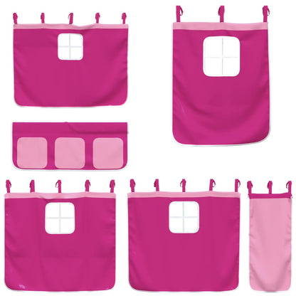 Stapelbed met glijbaan en gordijnen roze 90x200 cm