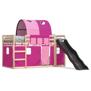 Stapelbed grenenhout 90x190 cm met glijbaan roze