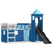 Stapelbed met glijbaan blauw 90x200 cm grenenhout