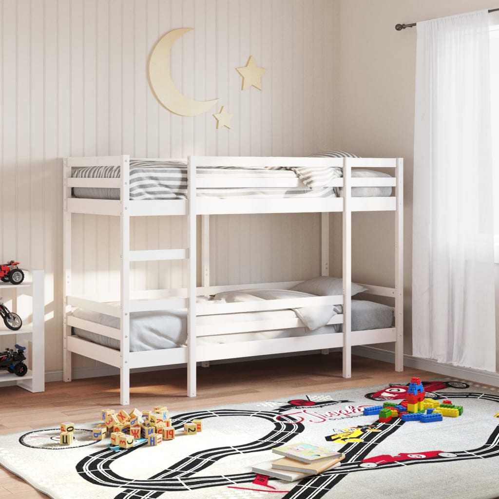 Stapelbed massief grenenhout wit 90x200 cm