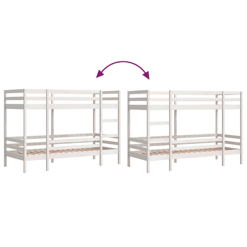 Stapelbed massief grenenhout wit 90x200 cm
