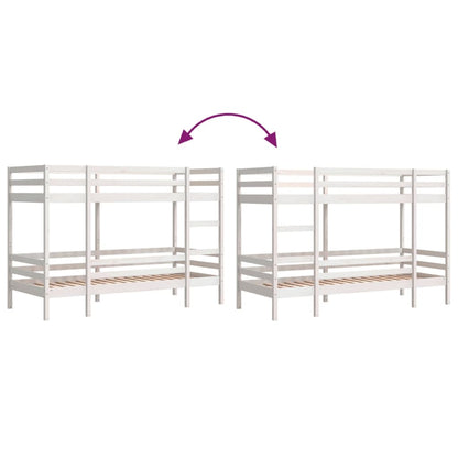 Stapelbed massief grenenhout wit 90x200 cm