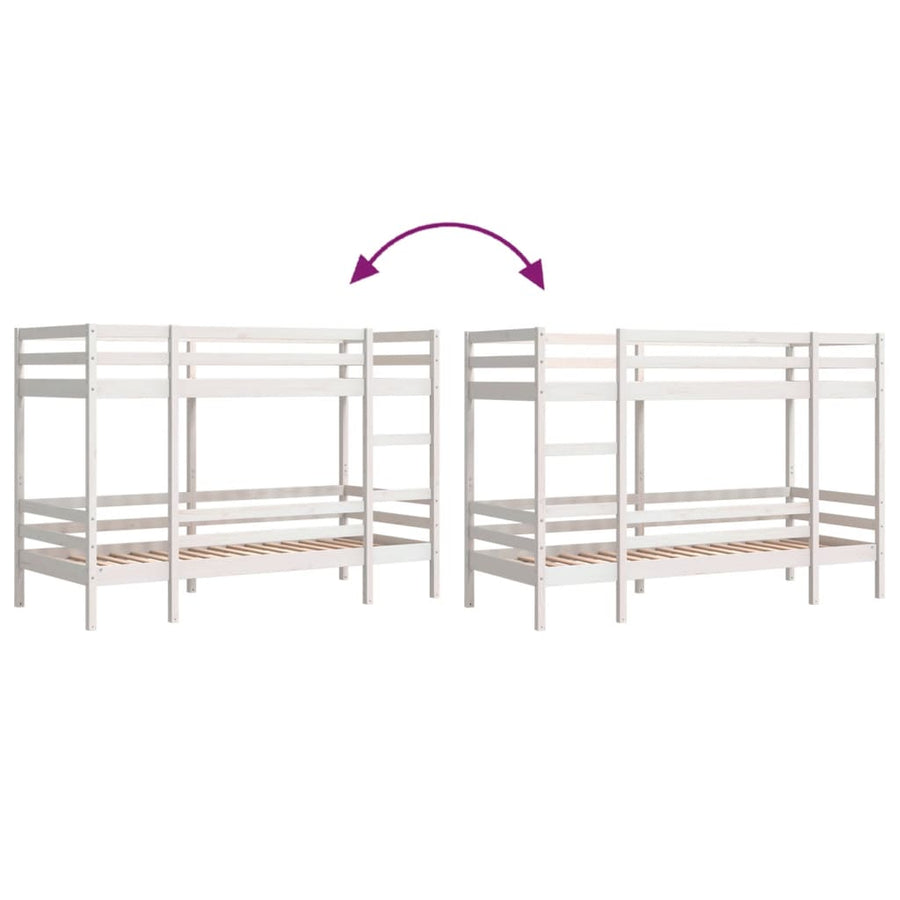 Stapelbed massief grenenhout wit 90x200 cm