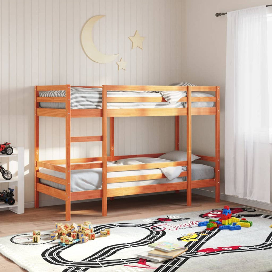 Stapelbed massief grenenhout wasbruin 90x200 cm