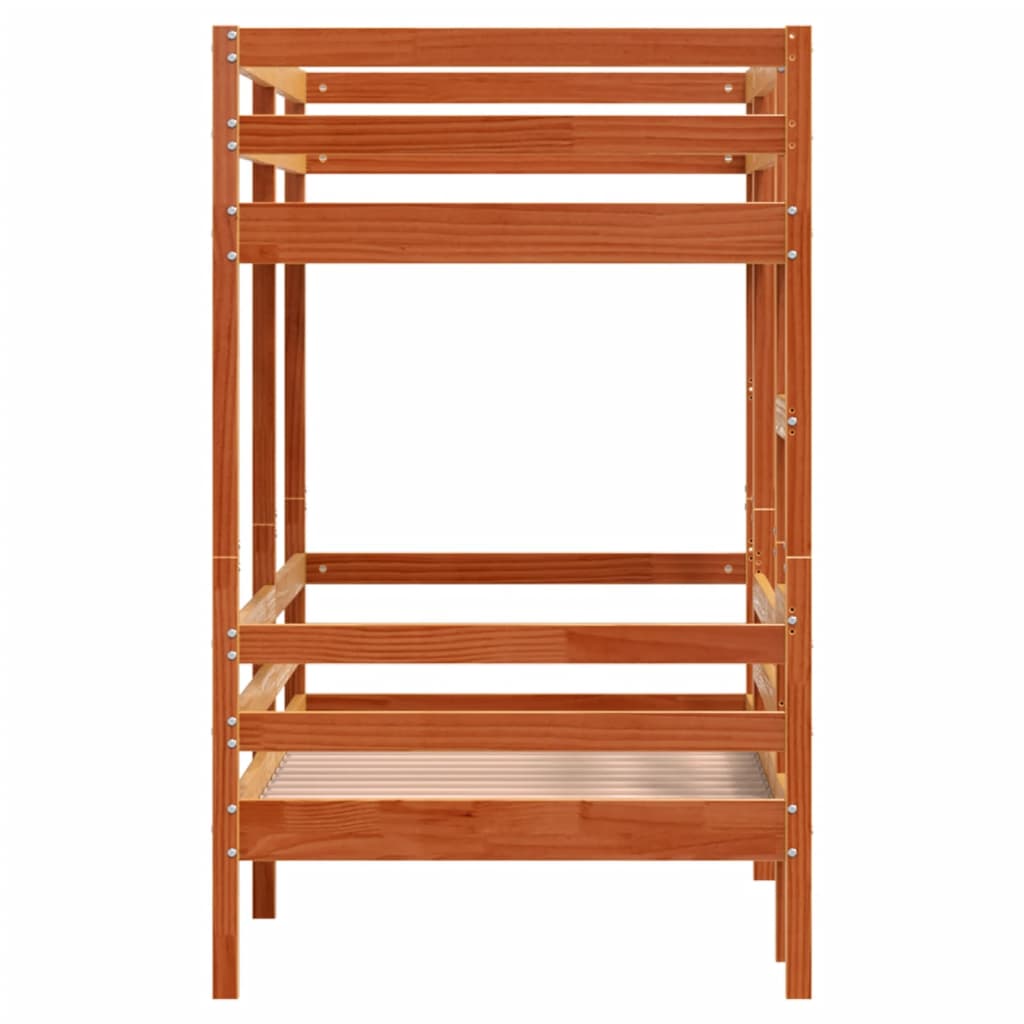 Stapelbed massief grenenhout wasbruin 90x200 cm