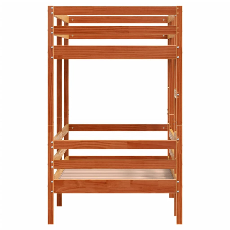 Stapelbed massief grenenhout wasbruin 90x200 cm