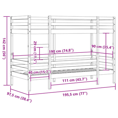 Stapelbed massief grenenhout 90x190 cm