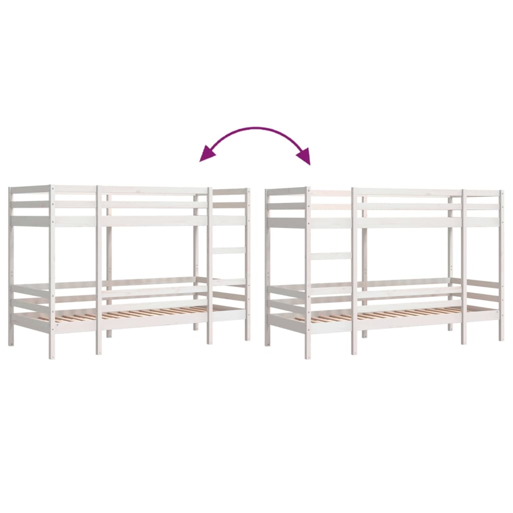 Stapelbed 75x190 cm massief grenenhout wit